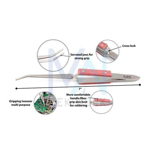 Cross Lock Curved Tweezer With Fiber Grips
